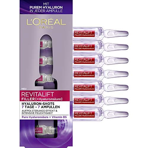 Image of L'Oréal Paris Hyaluronic Ampoules, Revitalift Filler, Anti-Ageing Face Care, 7-Day Treatment, with Hyaluronic Acid, 7 x 1.3 ml