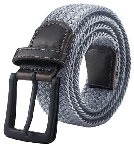 Image of maikun Elastic Mens Belt, Braided Stretch Woven Belts for Men for Work,Golf and Jeans. Color Grey,Length 39"