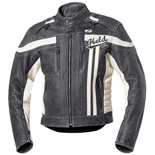 Image of Motorcycle Held Leather Jacket Harvey 5424 Black Grey Stone 52 UK