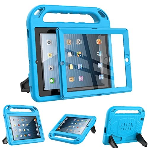 Image of Surom Kids Case for iPad 2 3 4 (Old Model)- Built-in Screen Protector, Shockproof Handle Stand Kids Friendly Protective Case for iPad 2nd 3rd 4th Generation, Blue