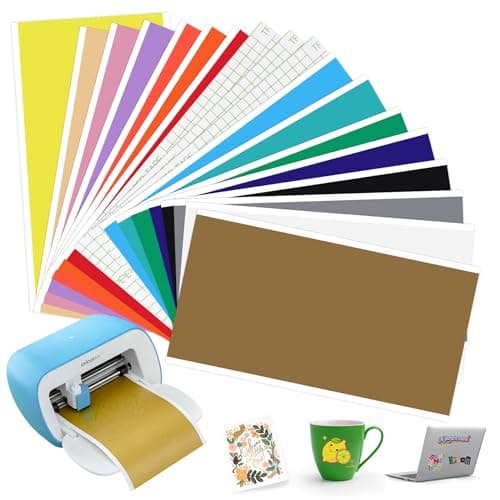 Image of Smart Vinyl Permanent for Cricut Joy, 15 Pieces 14 x 30.5 cm Vinyl Plotter Film with 3 Transfer Film Set, Self-Adhesive Plotter Film for DIY Cups, Cars, Banners, Decoration