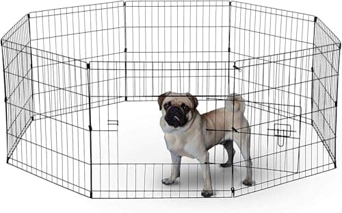 Image of UNDERDOG 8 Panel Playpen Suitable for Dogs/Puppies/Cats & Rabbits foldable ideal for Indoor/Outdoor use puppy play pen (61cm, Silver)