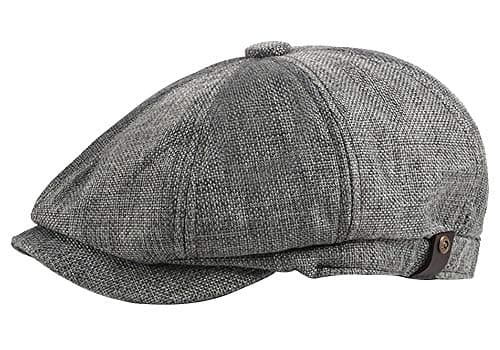 Image of Kangqifen Men's 8-Panel Flat Cap – Lightweight Summer Hat, Adjustable (56-59cm), Newsboy Baker Boy Style Dark Grey