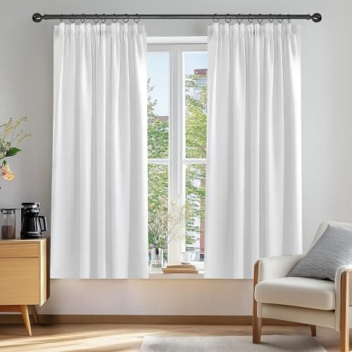 Image of Deconovo Super Soft Curtains Pencil Pleat Thermal Pleat Room Darkening for Living Room 66 x 54 Inch Silver Grey 1 Pair