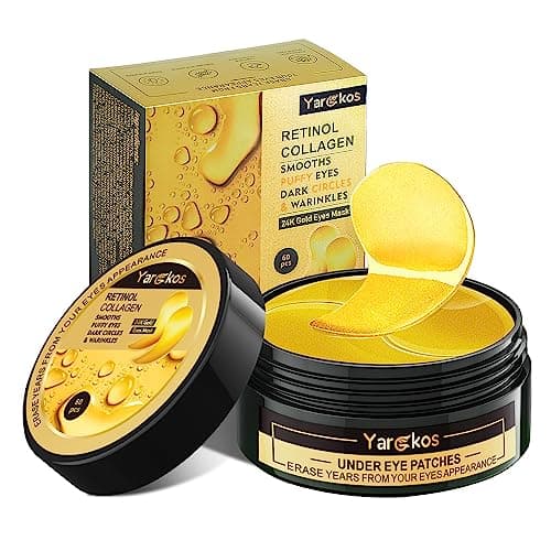 Image of 60 Pcs 24K Gold Under Eye Patches, 30 Pairs Women Undereye Mask for Puffy Eyes Dark Circles Treatment, Beauty Skin Care Products, Men Collagen Gel Pads Hydrating for Eye Bags Puffiness Wrinkle