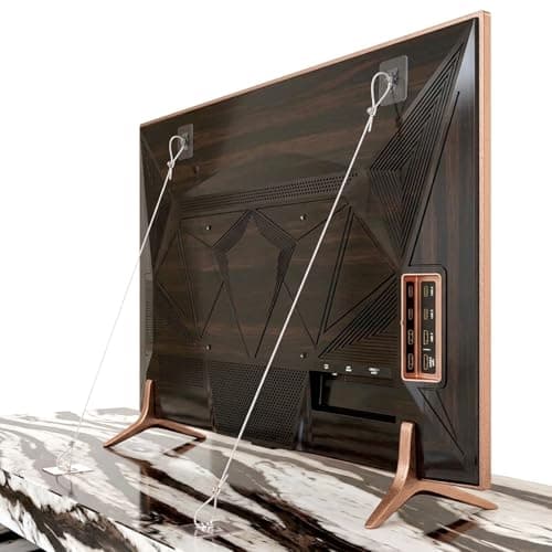 Image of Sibba 4 Pack 42" Metal TV Safety Straps, No-Drill Adhesive Anti-Tip Furniture Anchors, Secure Flat Screens Fix to Wall, Cabinet, Stand Or Desk for Baby Proofing