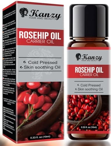 Image of Kanzy Rosehip Oil 10ml Cold Pressed - Plant-Based Face Oil for Skin, Hair, Nails & Body - Lightweight Carrier Oil in Glass Bottle for Daily Care