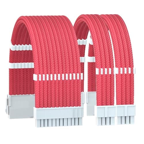 Image of Formulamod cable extension pc,18AWG 1x 24pin ATX/2x 8(4+4) pin EPS PSU cable extension kit,11.8inch with Cable Combs (Pink, WTP)