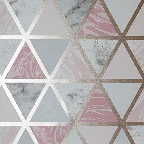 Image of Arthouse | Marble Geo Pink Multi Wallpaper | Geometric Pattern with Rose Gold Metallic Highlights | Contemporary Marble Design for Feature Walls | 1005 x 53cm
