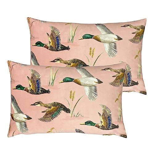 Image of Evans Lichfield Country Duck Pond Rectangular Polyester Filled Cushion - Twin Pack, Blush, 40 x 60cm
