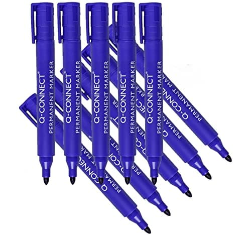 Image of Q-Connect Permanent Marker Pen Bullet Tip Blue (Pack of 10)