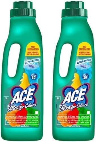 Image of ACE Ultra for Colours Stain Remover, Active-Oxygen Formula, Removes Stains and Odours, 1L, 2 Pack