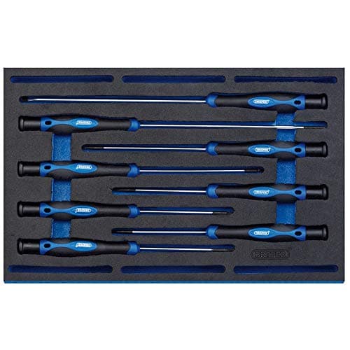 Image of Draper 8 Piece Extra Long Precision Screwdriver Set in 1/4 Eva Insert Tray - 63399 - For Home DIY and Professional Use