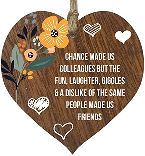 Image of Chance Made Us Colleagues, Retirement Gifts For Women Hanging Wooden Heart Sign Plaque, Dark Wood Hearts Plaques, Leaving Presents For Colleagues, Unusual Gifts Women