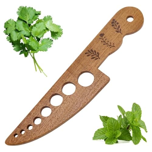 Image of Wooden Vegetable Herb Stripper Tool, Leaf Separator Herb Cutter with 8 Holes, Kitchen Gadgets for Cilantro Parsley Mint, Fun Stripper Tool for Home Cooks Supplies
