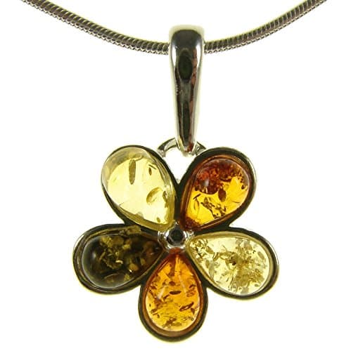 Image of Baltic amber and sterling silver 925 pendant necklace with 1mm Italian sterling silver 925 snake chain