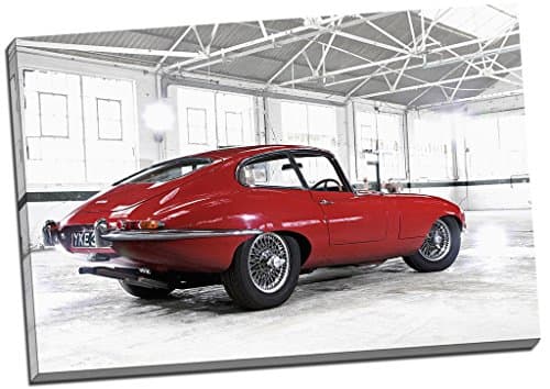 Image of Rear Red Jaguar E Type Canvas Print Picture Wall Art Large 30x20 Inches