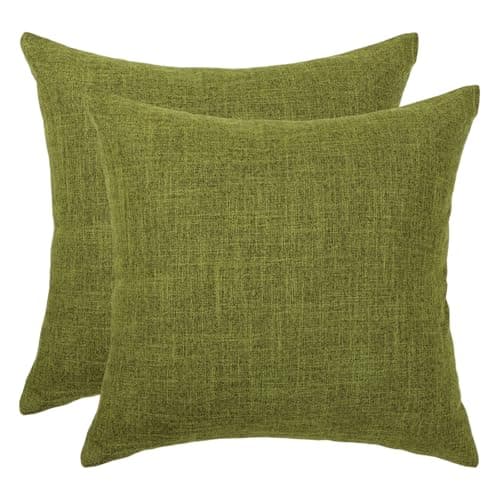 Image of Betadistor Light Green Cushions Covers 45x45cm: Set of 2, Cotton Linen Cushion Covers 18x18 Inches for Sofa Bed Chair 530-0684