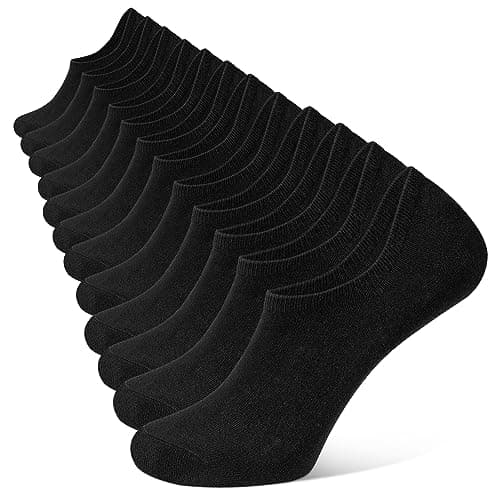 Image of YOJOOM Mens No Show Trainer Socks 6-9/9-12 Invisible Socks for Men Low Cut Socks Non-Slip Silicone Stripes Mens Trainer Socks (as8, numeric, numeric_9, numeric_12, regular, regular, Black 6 pairs)