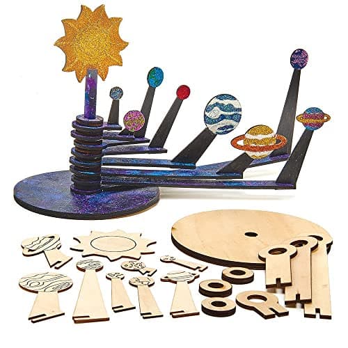 Image of Baker Ross FX311 Wooden Solar System Planetarium Kit - 1 Kit, Educational Craft Kits for Kids, Science Kit Arts and Crafts, Wood Crafts