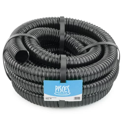 Image of Pisces 50mm (2 inch) Black Pond Corrugated Flexible Hose Pipe - 5m Roll
