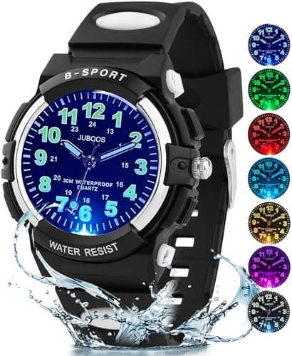 Image of Juboos 7 Color Kids Watches,Children Analogue Quartz Watch for Boys Girls Kids Waterproof Time Teach Watches, Sport Outdoor Wrist Partner 5-16