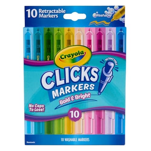 Image of Crayola Washable Markers with Retractable Tips, Clicks, School Supplies, 10 Count, Gifts for Kids