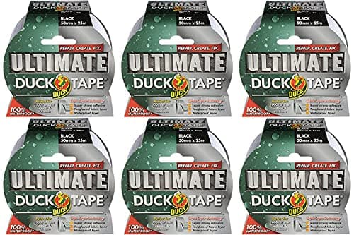 Image of Duck Tape 232152.6 Ultimate Cloth Tape Black 50mm x 25m, Pack of 6