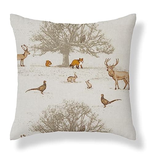 Image of Harrison Cropper Tatton Woodland Animal Cushion Cover (16", Cream Cotton Envelope Back)