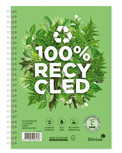 Image of Silvine A5+ Premium Recycled Twin Wire Notebook - 120 Lined Pages of 100% Recycled Paper. Ref R103 (212 x 148mm)