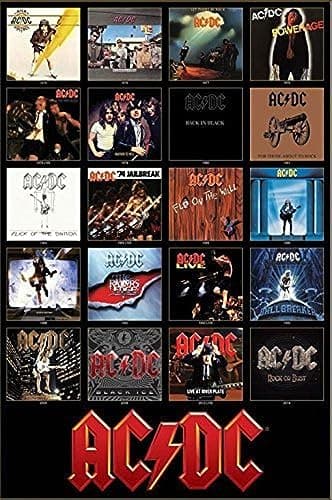Image of Buyartforless AC/DC Discography Album Covers 1976-2014 36x24 Music Art Print Poster ACDC