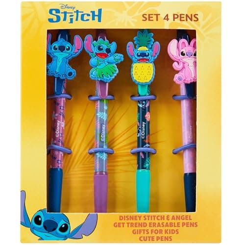 Image of Disney Stitch Pen Set for Girls Teens Black Ballpoint Pen Uni Office School Supplies Gift Set of 4 Kawaii Womens Stationery Stitch Gifts