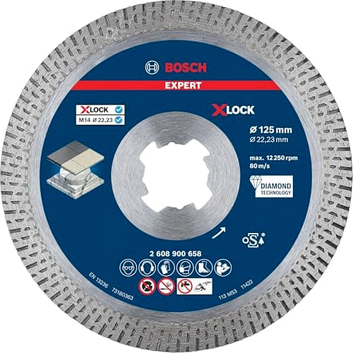 Image of Bosch 1x EXPERT HardCeramic X-LOCK Diamond Cutting Disc (for Hard tiles, Hard stone, Ø 125 mm, Professional Accessory Small Angle Grinder)