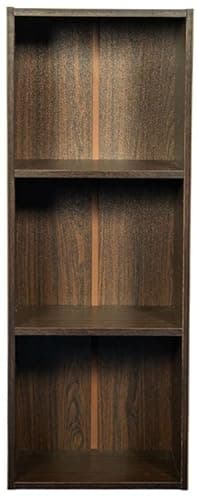 Image of Top Home Solutions Wooden Storage Unit - Tier Strong Bookcase Shelving - For Home Office Display - Wooden Multipurpose - Walnut - 3 Tier