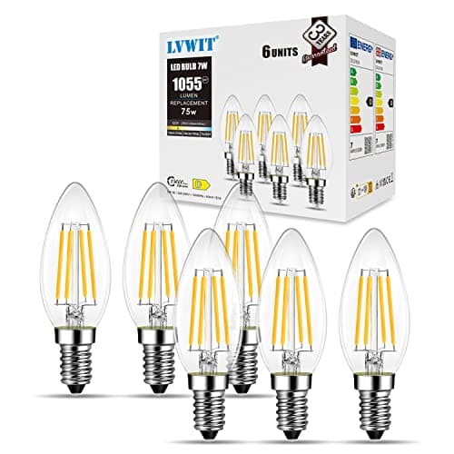 Image of LVWIT 7W E14 Led Candle Bulb,Candle Bulbs Small Screw,E14 Led Light Bulb Warm White,E14 Light Bulb Screw,Hight 1055LM,2700K, Replaces 75W Equivalent,Not-Dimmable(Pack of 6)
