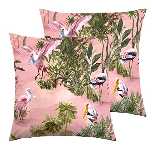 Image of Paoletti Platalea Outdoor Cushions (Twin Pack), Blush, 43 x 43cm