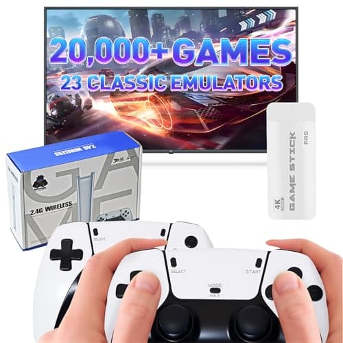 Image of TLsiwio Upgraded Retro Games Console for TV, 2026 New Game Stick 4K Built-in 20,000+ Games 23 Emulators, Plug & Play Video Games with 2 Wireless Controllers, Gifts for Birthday Holiday