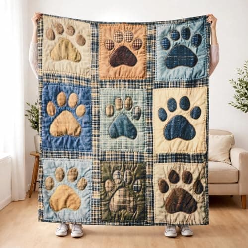 Image of LN COZY CORNER Cartoon Sherpa Fleece Blanket - Ultra Soft Reversible Double Sided Flannel Throws, Plush Animal Pattern Blanket for Bed Sofa Couch, All Season Cozy Gift (150x200cm, Paw Print)