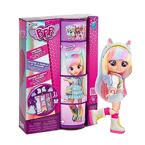 Image of BFF By Cry Babies Jenna | Collectible Fashion Doll with Long Hair, fabric Clothes and 9 Accessories - Gift Toy for Girls and Boys +5 Years