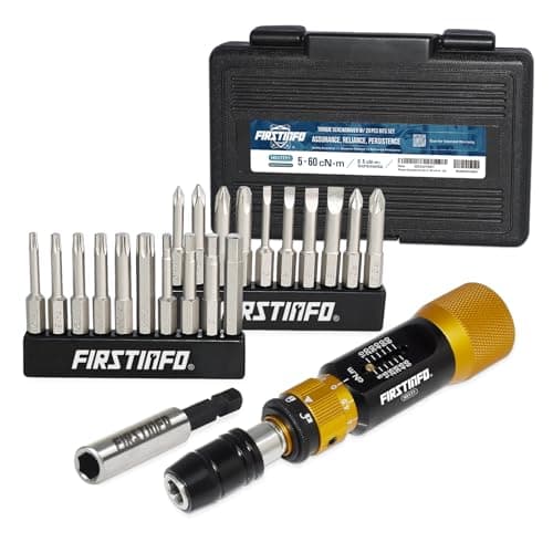 Image of FIRSTINFO H5177Y1 | 1/4" | 5-60cNm | Adjustable Torque Screwdriver | with Quick Release Bit Holder & Screwdriver Bits Set