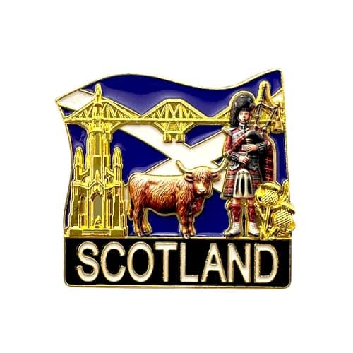 Image of Scotland Magnet – Decorative Metal Magnet - Scottish Heritage Symbols & Landmarks Gift - Scotland Edinburgh Souvenir Fridge magnet