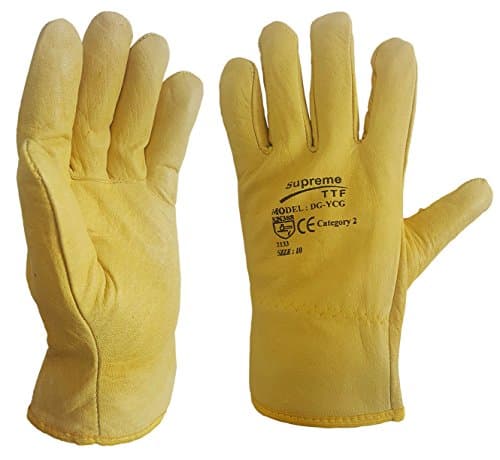 Image of 5 PAIRS Driver Gloves Fleece Cotton Lined Leather Lorry Drivers WORK Gloves - XL