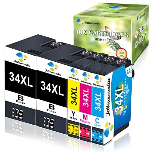 Image of 34XL Ink Cartridges Replacement for Epson 34 XL Ink Cartridge Compatible with Epson WorkForce Pro WF-3720 WF-3725 WF-3720DWF WF-3725DWF by Jettruemedia (5pack)