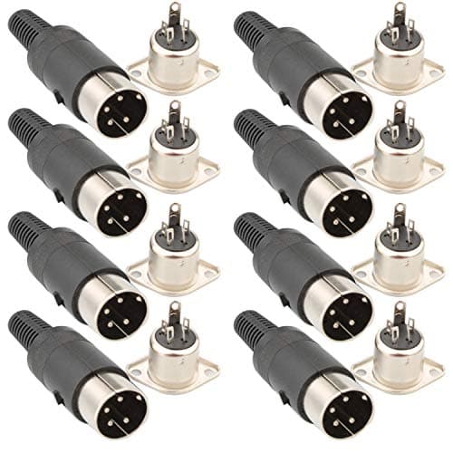 Image of RUNCCI-YUN 16pcs 4 Pin DIN Male to Female Connector， Panel Mount， audio AV equipment Chassis Cable Solder Connector, for CNC Project （Black）