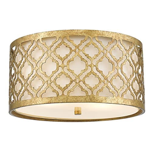 Image of 2 Bulb Flush Light - Low Ceiling - Distressed Gold - LED E27 75W Bulb