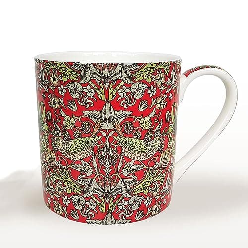 Image of heritage Large China Mug Premium Fine Bone China 16Fl Oz Cups and Mugs - Professional Quality for Kitchens, Restaurants, Cafes - Strawberry Thief