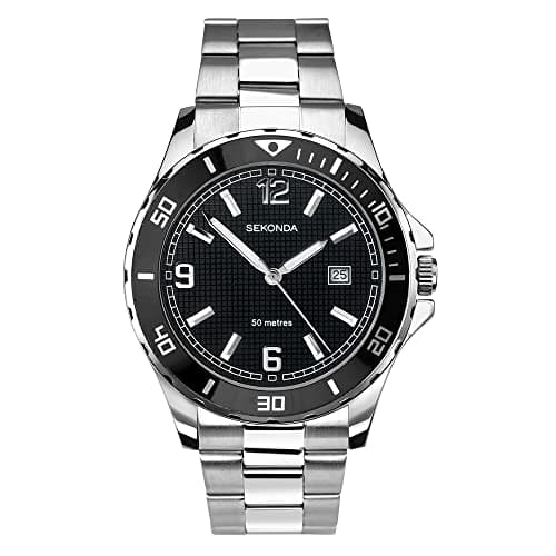 Image of Sekonda Tasman 44mm Mens Analogue Dive Quartz Watch Date Window Fixed Bezel 50m Water Resistant
