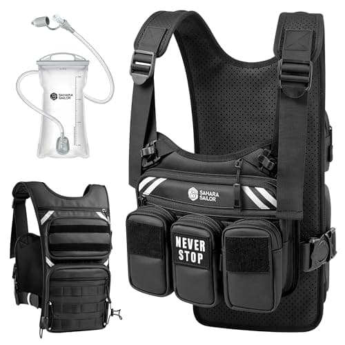 Image of Running Vest for Women Men, Multi-Pocket Hydration Backpack with 2L Water Bladder, MOLLE Modular Storage, Adjustable Shoulder & Waist, Reflective, Breathable for Hiking, Running, Cycling & Marathon