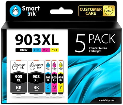 Image of Smart Ink Compatible Ink Cartridge Replacement for HP 903 903XL High Yield 5 Multipack (2 Black XL & C/M/Y) with Advanced Chip Technology to use with Officejet 6950 Officejet Pro 6960 6970 All-in-one