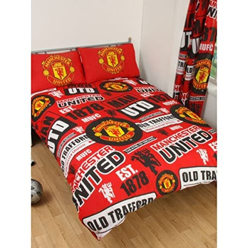 Image of Manchester United Official Patch 3 pieces Double Duvet Cover Set - Red